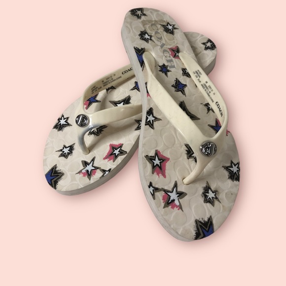 Coach Abbigail Star Rubber Chalk White Thong Flip Flops/Sandals Sz 5 - Picture 8 of 12